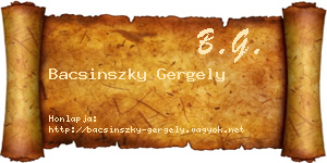 Bacsinszky Gergely névjegykártya